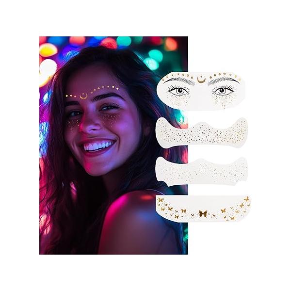 Glitter Freckles Face Tattoo, 4 PCS Freckles, Sparkle Makeup Patches-Gold-Face Speckles - Cute Accessories