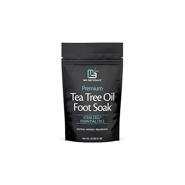 Tea Tree Oil Foot Soak and Epsom Salts for soaking | Spa Remedy Athletes Foot, Stinky Feet, Dry Cracked Feet Detox Healthy Toenails 16oz
