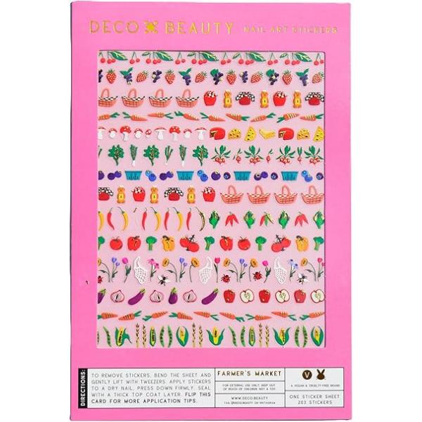 Farmer's Market Nail Stickers - Lightweight & Easy-to-Apply Art with Cute Trendy Design Durable Long-Lasting Sticker for Women, Ideal DIY Manicures Salon-Quality