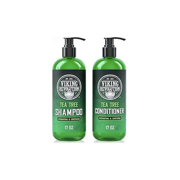 Viking Revolution Tea Tree Shampoo and Conditioner Set - Hydrates, Moisturizes & Soothes Dry Itchy Scalps With Natural Oil 17 oz