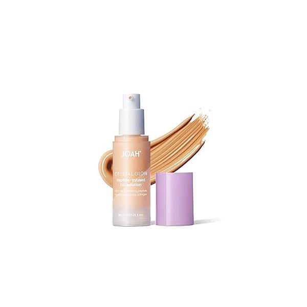 JOAH Crystal Glow Peptide-Infused Foundation, 2-in-1 Multitasking Korean Makeup with Blurring Face Primer, Luminizer, Hydration & Skin Defense for a Flawless Finish, 1.01 Oz, Light Neutral