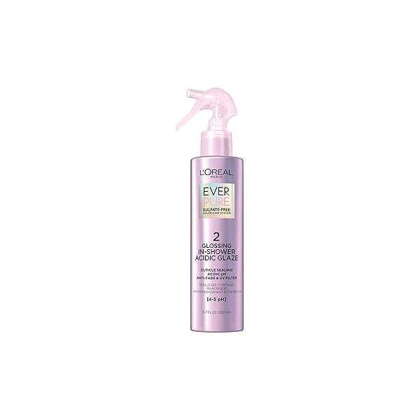 L'Oreal Paris Sulfate Free Glossing In Shower Acidic Glaze, Intensifies Hair Shine & Smoothness, Argan Oil Infused Vegan Care, EverPure, 6.7 Oz