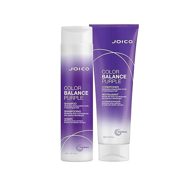 Joico Color Balance Purple Shampoo & Conditioner Set, Eliminate Brassy and Yellow tones, for Cool Blonde or Gray Hair