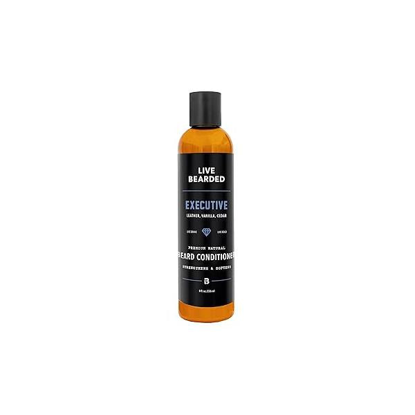 Live Bearded Beard Conditioner, 8 fl oz - Strengthens and Softens Facial Hair Made in the USA All-Natural Ingredients with Biotin, Caffeine | Executive Scent Cedar, Vanilla