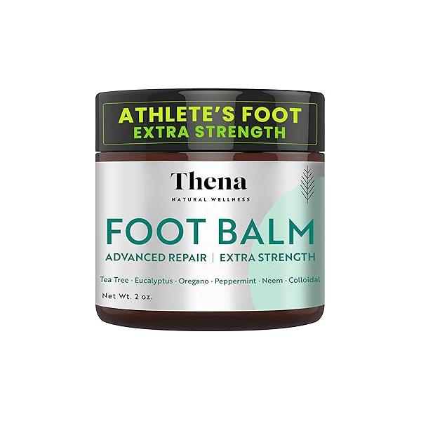 THENA Athletes Foot Treatment Balm Extra Strength, Tea Tree Cream, Heals Dry Cracked Feet Heels Itchy Skin Nails Toenails Advanced Care for Men Women