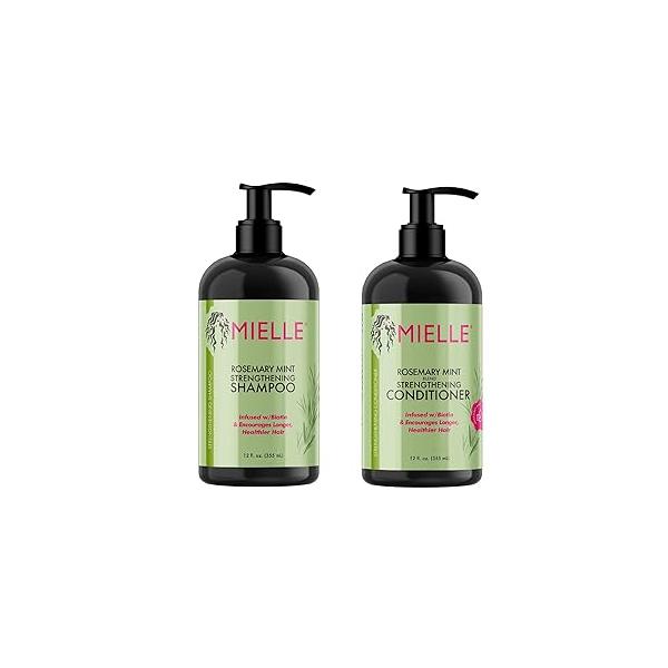 Mielle - Rosemary Mint Biotin Infused Encourages Growth Hair Products for Stronger and Healthier Shampoo & New Conditioner Styling Bundle Set 2 PCS