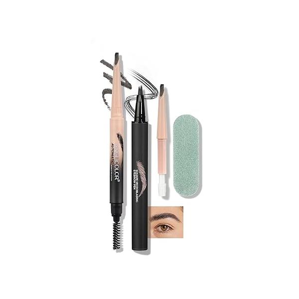 Microblading Eyebrow Pen,Natural Brows Pen,Easy To Color,Long Lasting,Quick Drying,Natural Shaping Outlining Filling Makeup (03 Gray Brown)
