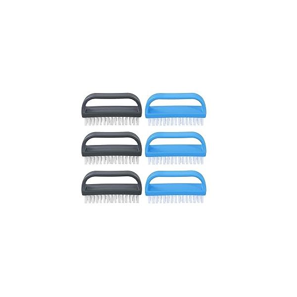 Superio Stiff Nail Brush with Handle 3 Pack Fingernail Scrub Cleaning Brushes for Toes and Nails, All-Purpose Home, Kitchen, Work