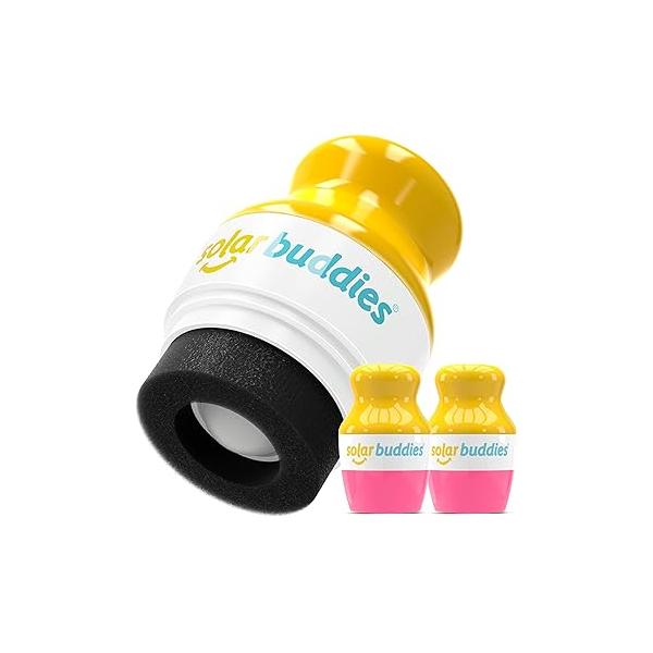 Solar Buddies Sunscreen Applicator - Blue & Pink Duo BPA-Free Refillable Roll on Sponge Sunscreen, Suncream Lotion For Kids, Adults Families Holds 3.4fl oz, Perfect Size for Travel