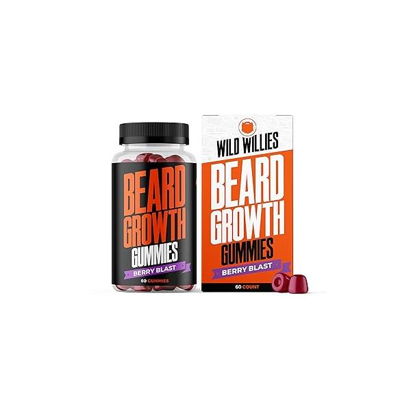 Wild Willies Beard Growth Gummies Supplement for Men - with Biotin & 19 Vitamins Stronger, Thicker Facial Hair 60