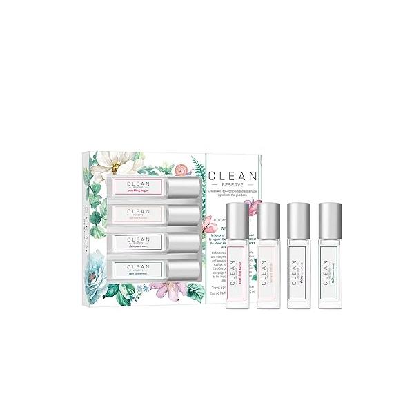 CLEAN RESERVE Eau de Parfum Layering Gift Set | Includes Warm Cotton, Skin, Rain, and Radiant Nectar Fragrance 4 x 5mL Spray