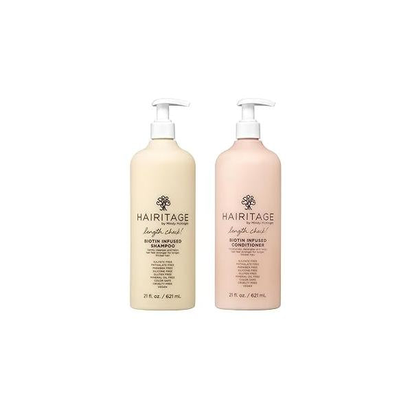 Hairitage Biotin + Castor Oil Shampoo and Conditioner Set - Volume Moisture Sulfate Free Color Safe Women Men Hydrating Repair for Hair Loss Thinning