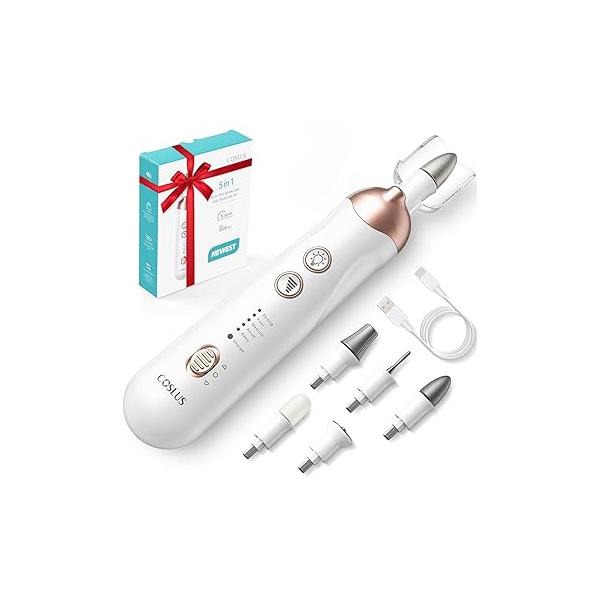 COSLUS Professional Manicure Pedicure Kit: 5 in 1 Electric Nail File Set Toenail Grinder, Speed Cordless Drill for Thick Cuticle, Hand Feet Trimmer Buffer Women Men Baby Pets