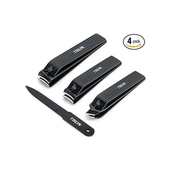 Manicure Kit Nail Clippers Set with File, 4 Pcs Stainless Steel Zinc Alloy Fingernail and Toenail for Men & Women