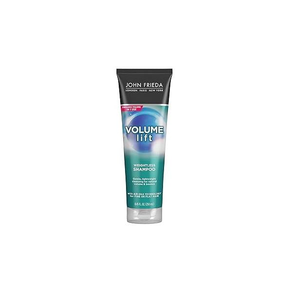 John Frieda Volume Lift Weightless Shampoo, Lightweight Volumizing Shampoo with Air-Silk Technology for Fine or Flat Hair, Adds Natural Fullness, Safe Color-Treated 8.45 Oz