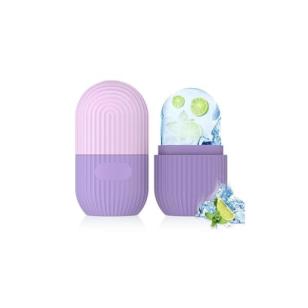Ice Roller for Face and Eye, Silicone Facial Holder, Mold Skin Care, Icers Reusable Cube Shrink Pores Anti Wrinkle Reduce Puffiness, Blue