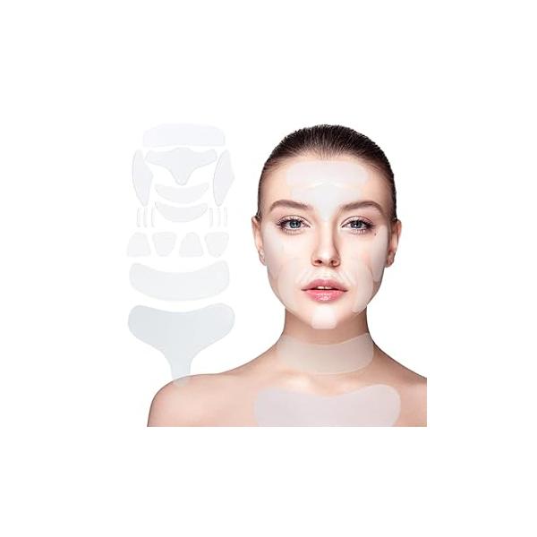 18 Pcs Wrinkle Patches,Reusable Silicone Face, Forehead, Neck & Chest Pads - Anti Aging Overnight Facial Smoothing for Fine Lines, Decollete Care, Skin Rejuvenation