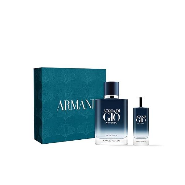 Armani Beauty - Acqua di Giò Profondo Eau de Parfum Men's Cologne Gift Set - Fresh & Aromatic Travel Size Full Size, 0.15 Fl Oz, 3.4 Oz