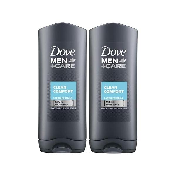 Dove Men Care Body and Face Wash, Hydrating Clean Comfort, 250 ml (8.5 fl oz), Value Bundle - Pack of 2