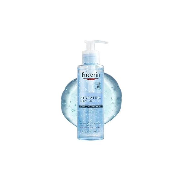 Eucerin Hydrating Cleansing Gel, Daily Face Wash and Makeup Remover Formulated with Hyaluronic Acid, 6.8 Fl Oz Bottle
