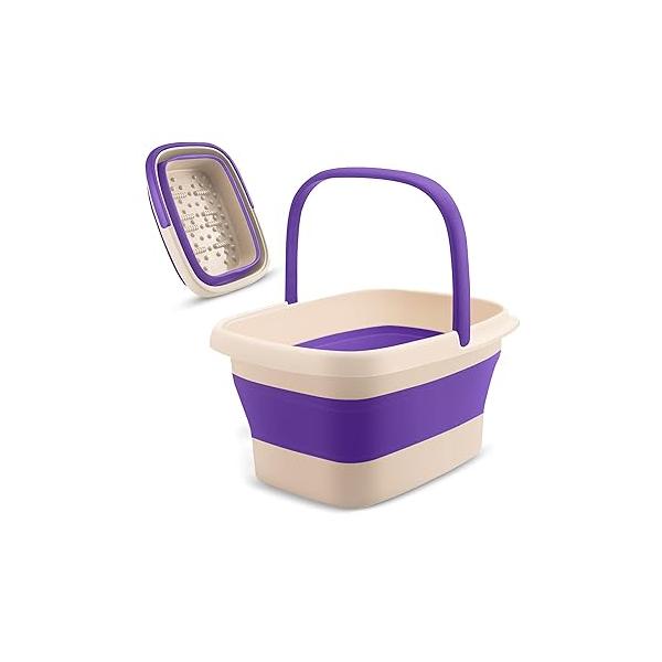 Fivona Collapsible Foot Soak Basin - Pedicure Bath Soaking Tub for Tired Feet, Cracked Heels, Callus Removal & Care