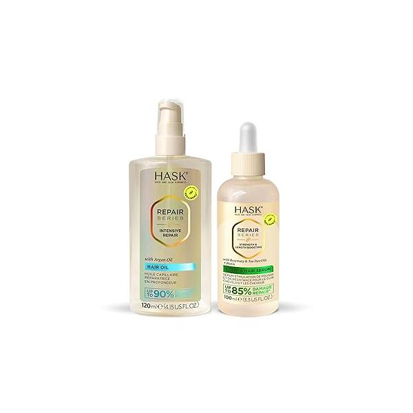 HASK Intensive Repair Hair Oil & Strength Length Boosting Scalp and Serum - Repairs Damage, Strengthens, Adds Shine Moisture, Prevents Breakage, Sulfate-Free, Cruelty-Free