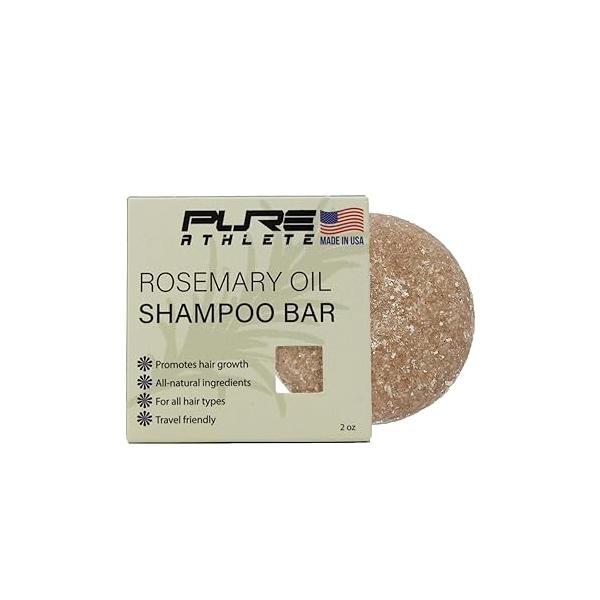 Pure Rosemary Natural Shampoo Bar - Volumizing, Strengthening, Thickening Solid Hair Growth Soap, Made in USA with Rice Protein, Caffeine, Castor Oil, and Ginger, Organic for Women, Men