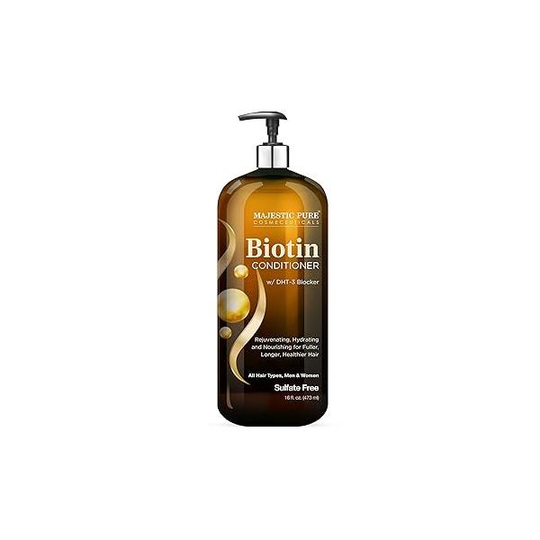 Majestic Pure Biotin Conditioner for Hair Loss - Thickening & Volumizing Conditioner, with DHT-3 Blocker, Keratin Rosemary Oil, Sulfate Free, All Types 16 fl oz