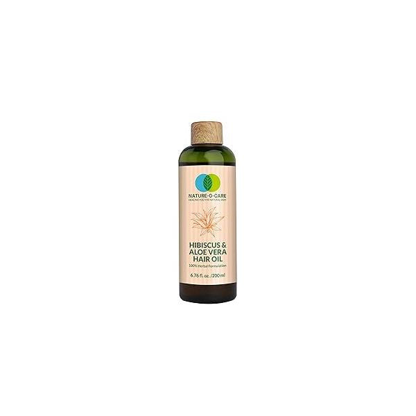 Hibiscus & Aloe Vera Herbal Hair Oil for Nourished and Shiny Hair- Anti-Breakage Formula Nourish, Strengthen Hydrate Scalp Follicles 6.76 FL.OZ