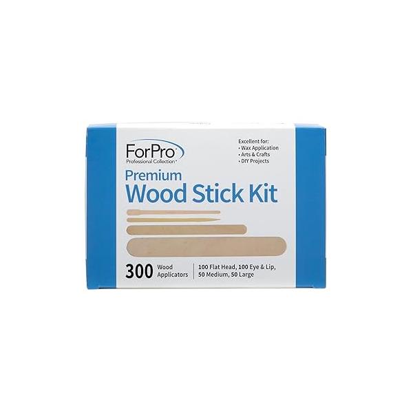 ForPro Premium Wood Stick 300 Pcs Kit, Non-Sterile, Assorted Hair Removal Waxing Applicators for Face & Body, 300-Count