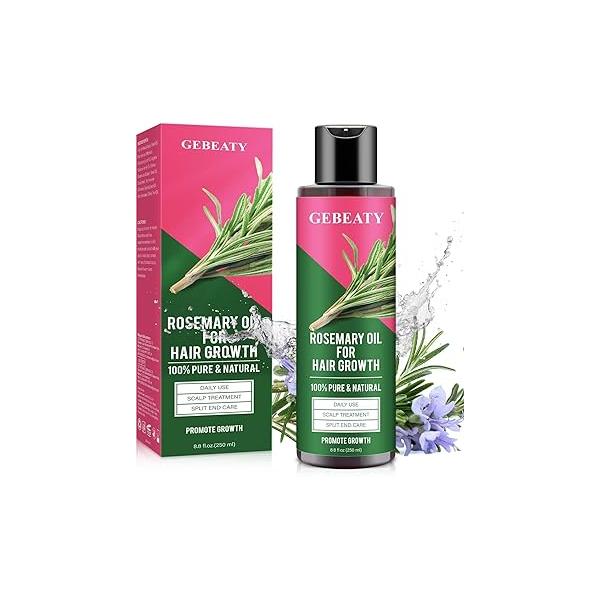Rosemary Oil for Hair Growth Organic, 8.8 floz Essential Scalp, Eyebrow and Eyelash, Serum Women Men Strenghtening Treatment With Jojoba & Castor