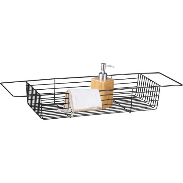 Navaris Wire Bath Tray - Metal Bathtub Caddy Rack Over Tub Bridge Organizer Storage Shelf Accessories Holder Basket for Black
