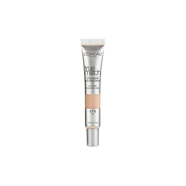 L'Oreal Paris True Match Eye Cream in a Concealer, 0.5% hyaluronic acid, Fair C1-2, 0.4 fl. oz.