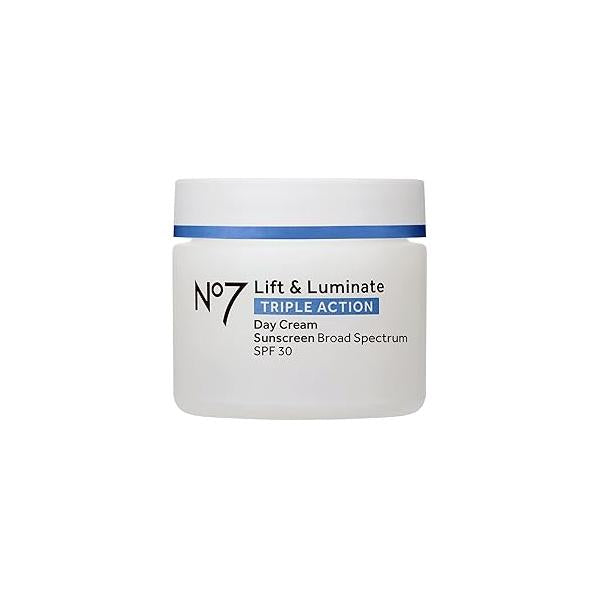 No7 Lift & Luminate Triple Action Day Cream - Anti-Aging Face SPF 30, Hyaluronic Acid Vitamin C Visibly Firms Skin for Healthy Looking Radiance Suitable Sensitive (1.69 Fl Oz)