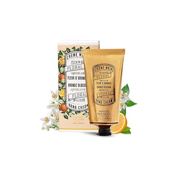 Panier des Sens - Hand Cream for Dry Cracked Hands Orange Blossom Lotion with Olive & Almond Oil Vitamin E Skin Moisturizer 96% Natural Ingredients Made in France, 2.5 fl oz