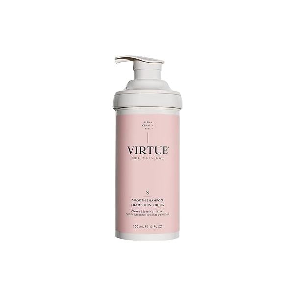 VIRTUE Smooth Sulfate Free Shampoo for Frizz Control Curly Hair, Safe All Hair Types, Color
