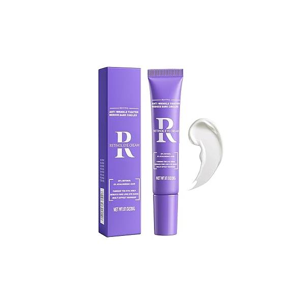 Retinol Eye Cream, Moisturizing Care Daily Anti-Wrinkle Cream with 45% and 5% Hyaluronic Acid to Smooth Moisturize Skin, Under Bags, Reduce Dark Circles, Wrinkles (0.7 Ounces)