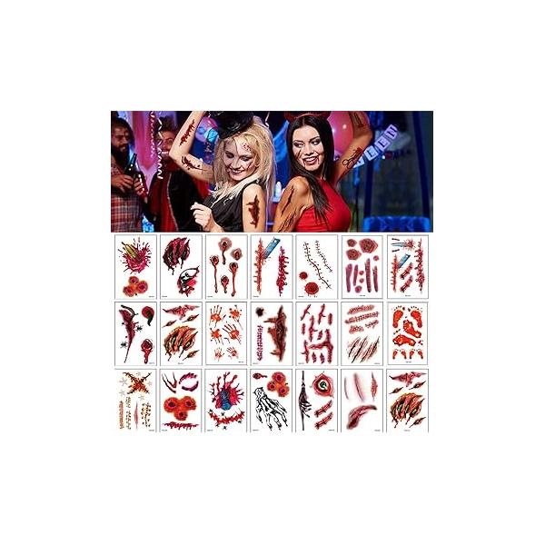 Dead of the Day Luminous Temporary Tattoos, 125PCS Halloween Glow in Dark Waterproof Body Stickers, Face Fake Tattoos Decorations, Sugar Skeletons Makeup Party Favors Supplies Decor Kids Adults