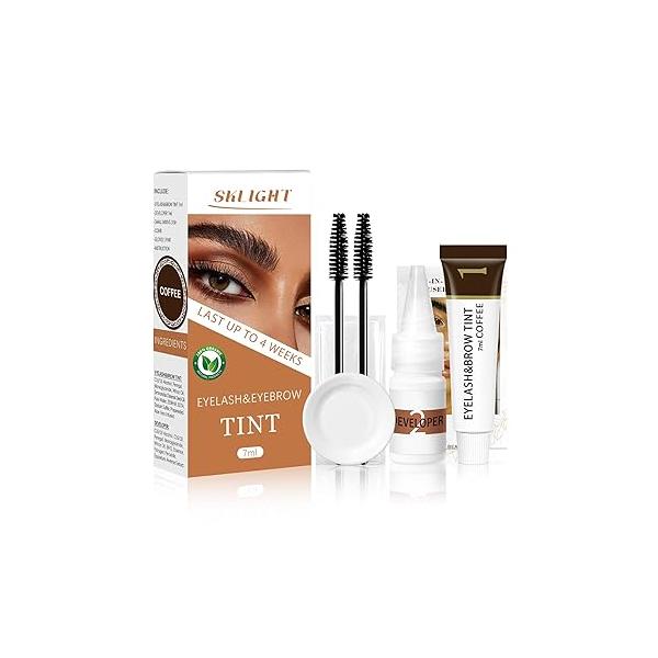 Lash Color Kit, Professional Eyelash & Eyebrow Kit Lasting for 4 Weeks, Instant with Natural Ingredients, Safe Easy to Use 7ML(Brown)