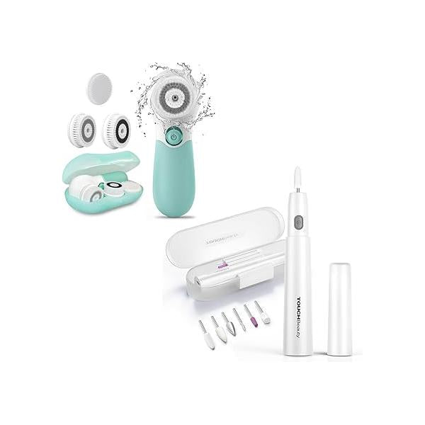 Green Face Scrubber Set Bundled with Electric Nail Drill