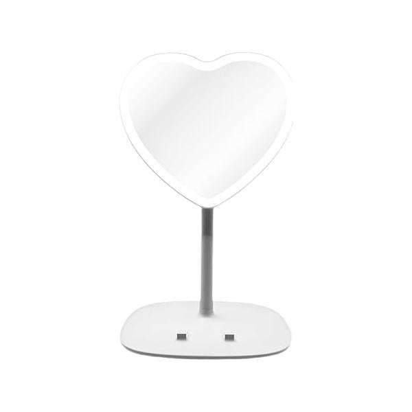 Heart Shaped Mirror Led for Pink Room Decor with Phone Holder | NEW Aesthetic and Cell Stand Vanity Desk (White)