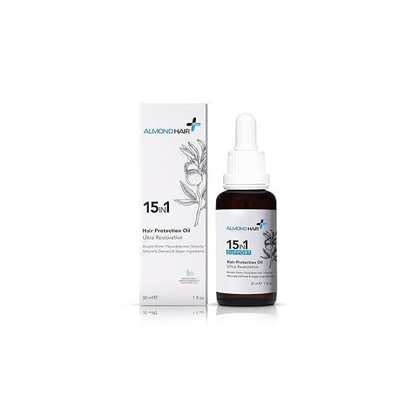 15-in-1 Hair Oil - 1fl oz Ultra-Restorative Treatment with Rosemary, Almond, Coconut Vegan and Natural Ingredients Intense Nourishment Shine Boost