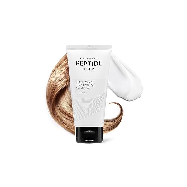 COSRX PEPTIDE 132 Hair Bond Repair Treatment - Deep Conditioner Mask for Damaged, Dry Hair, Repairs Breakage & Split Ends with Collagen Hyaluronic Acid, For All Types - 4.05 fl oz