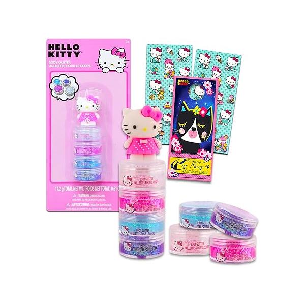 Hello Kitty Body Glitter Set - Bundle with 4 Colors for Costumes, Dress Up, Pretend Play, and More, Stickers | Accessories