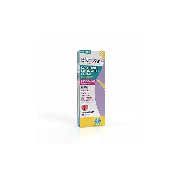 Bikini Zone Medicated After Shave Crème with Soothing Lidocaine, 1 Oz, Pack