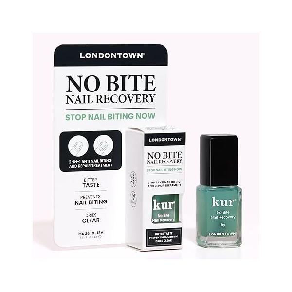LONDONTOWN No Bite Nail Recovery - Biting Thumb Sucking Deterrent Bitter Non Toxic Polish Treatment for Kids Adults Fortified Strengthener and Growth Care Formula .40fl oz