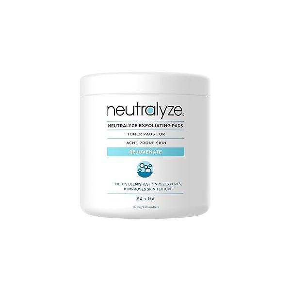 Exfoliating Acne Treatment Pads (100 Count) - Dual Textured Face Wipes with 2% Salicylic Acid & Mandelic Toner for Prone Skin, Body Teens Adults