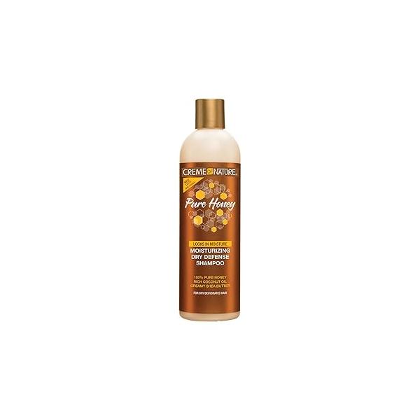 Coconut Oil & Shea Butter Shampoo by Creme of Nature,Dry Defense for Damaged Hair, Formula with Pure Honey, 12.07 Fl Oz