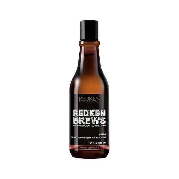 Redken Brews 3-In-1 Men's Shampoo, Conditioner and Body Wash - Multi-Purpose Hair & Cleanser For Men Moisturizes Hydrates, All-In-One Soap