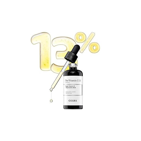 COSRX Pure Vitamin C 13% Serum with E & Hyaluronic Acid, Hydrating Facial for Fine Lines, Uneven Skin Tone Dull Skin, 0.67fl.oz/20ml, Korean Care